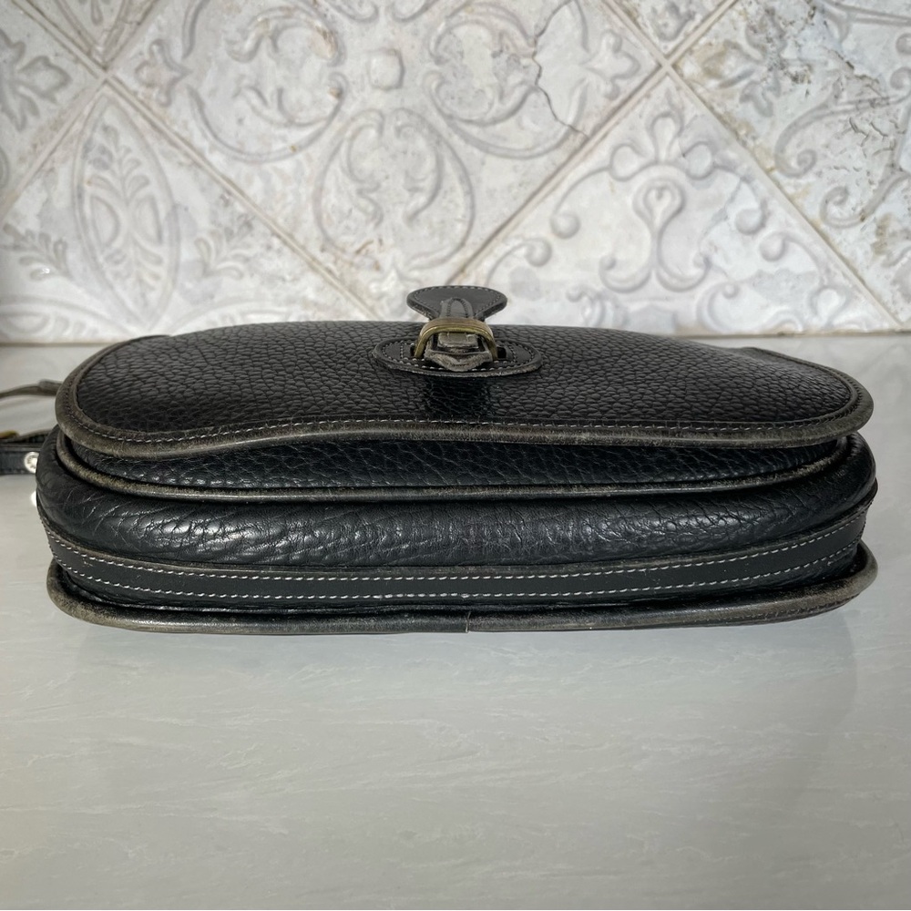 Dooney & Bourke- Vintage Black Leather Flap Crossbody Bag - Picture 4 of 11